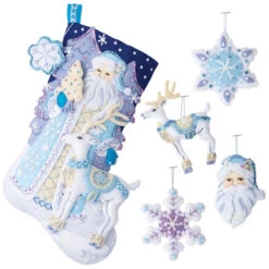 Bucilla Winter Wonderland Stocking & Ornaments, Set Of 2 Felt & Sequin Kit
