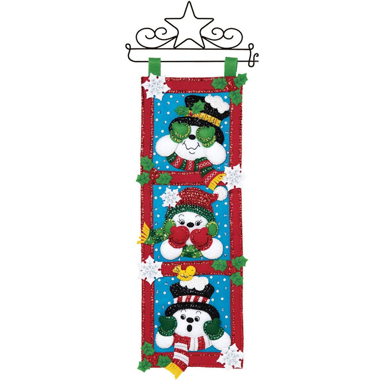 Bucilla See No Evil Snowmen Wall Hanging Felt & Sequin Kit 1 Bucilla See No Evil Snowmen Wall Hanging Felt & Sequin Kit
