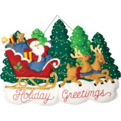 Bucilla Holiday Greetings Wall Hanging Felt & Sequin Kit