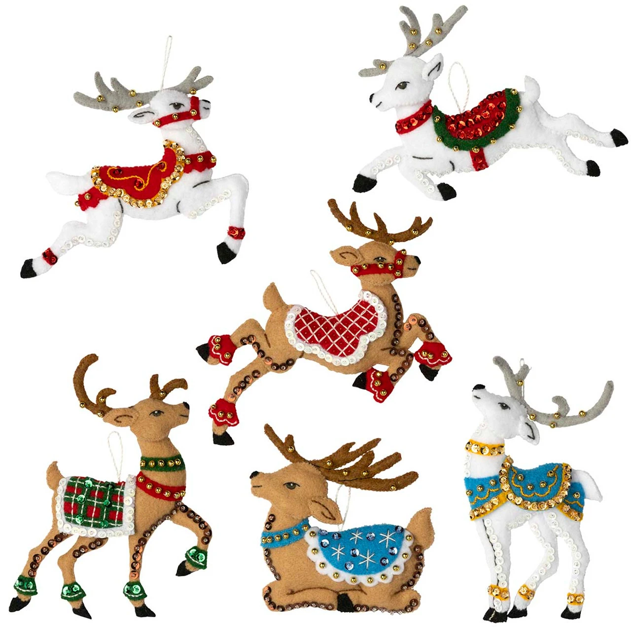 Bucilla Festive Reindeers Felt & Sequin Kit 1 Bucilla Festive Reindeers Felt & Sequin Kit