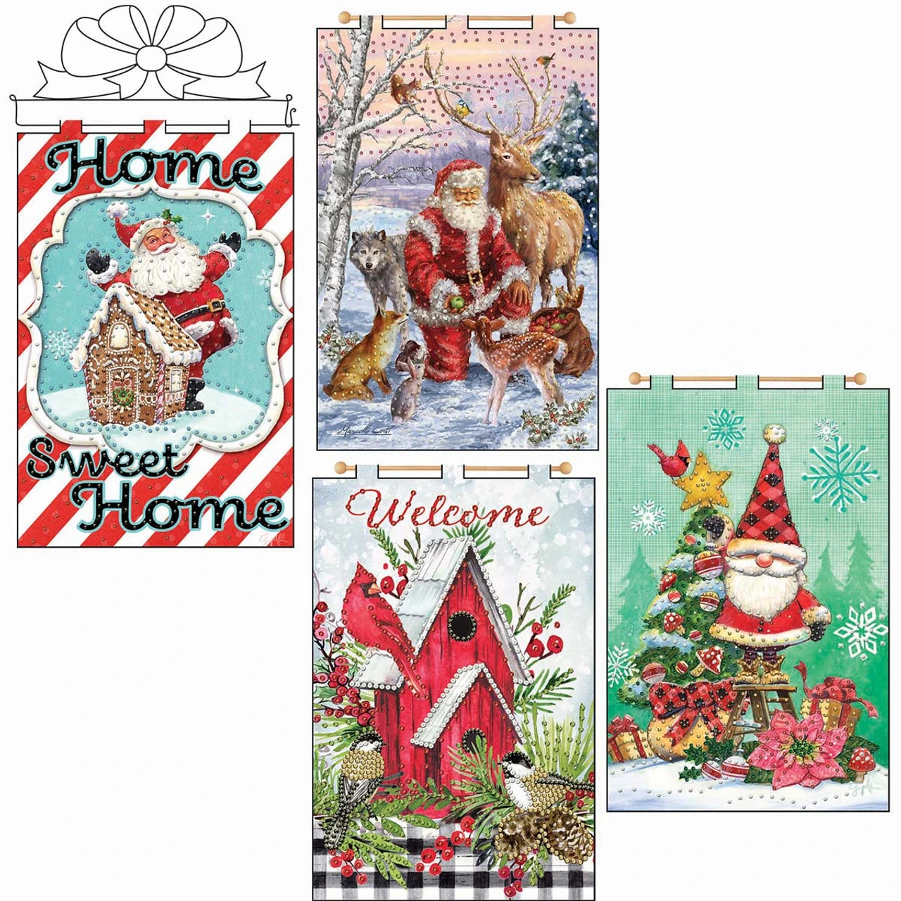 Design Works Holiday Banners & Free Hanger, Set Of 5 Felt & Sequin Kit 1 Design Works Holiday Banners & Free Hanger, Set Of 5 Felt & Sequin Kit