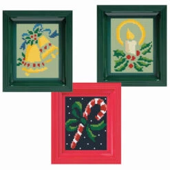PixelHobby Bells, Candy Cane & Candle, Set Of 3 Mosaic Art Kit