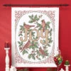 Herrschners Cardinal Joy Lap Quilt Top Stamped Cross-Stitch Kit
