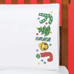 Herrschners Jolly Holiday Pillowcase Set Stamped Cross-Stitch -Craft Haven Sales 540794 2 21958.1693463414