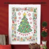 Herrschners Christmas Countdown Lap Quilt Top Stamped Cross-Stitch Kit