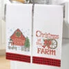 Herrschners Christmas At The Farm Towel Pair Stamped Cross-Stitch