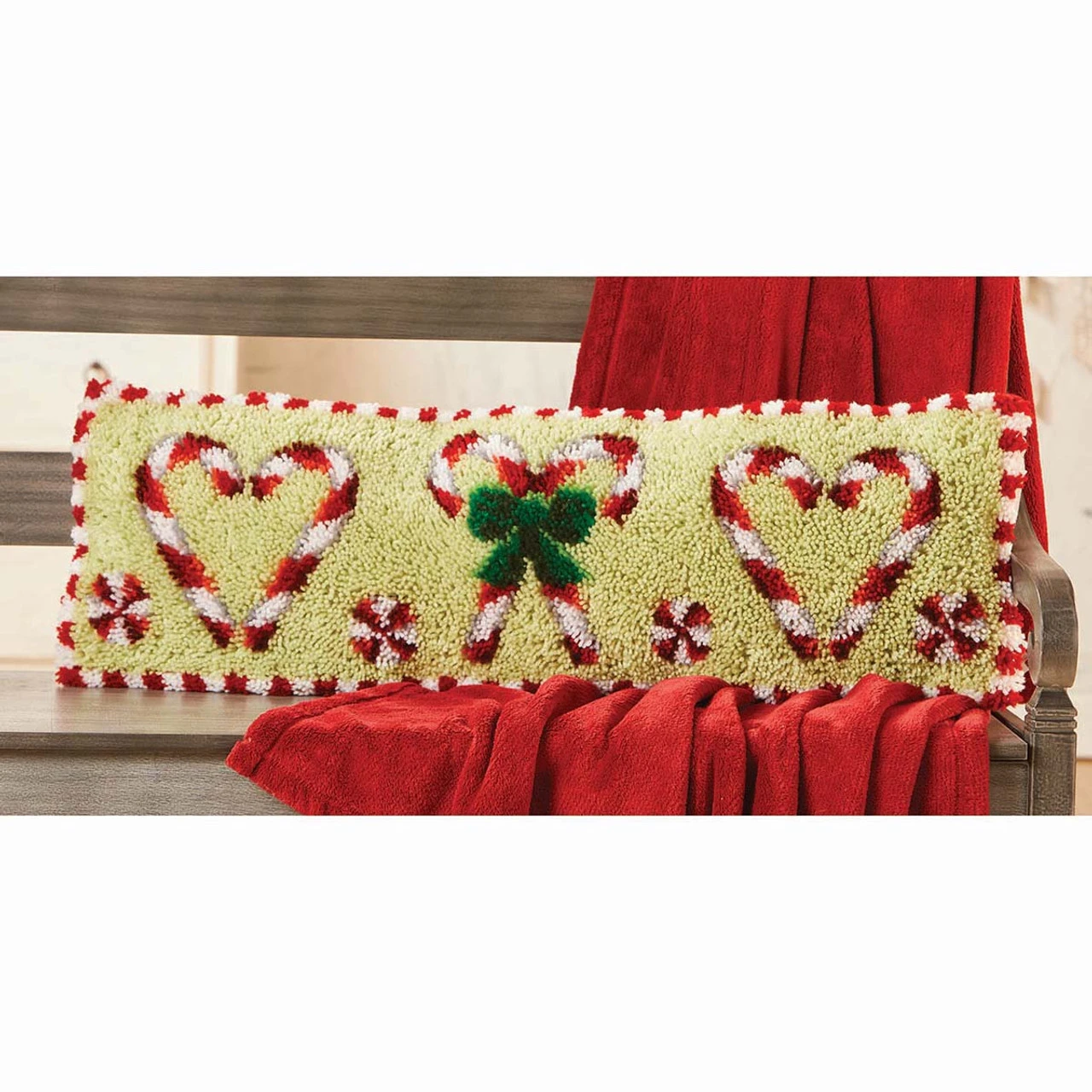 Herrschners Peppermint Bench Pillow Latch Hook Kit 1 Herrschners Peppermint Bench Pillow Latch Hook Kit