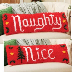 Herrschners Naughty Or Nice Reversible Pillow Latch Hook Kit