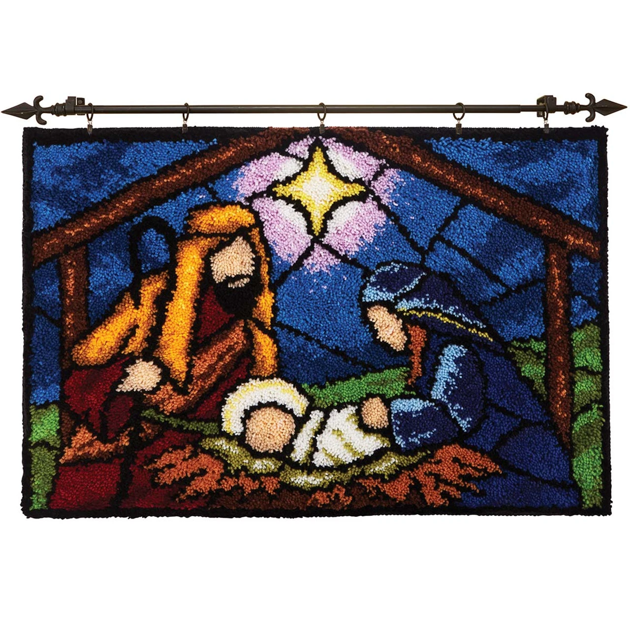 Herrschners Stained Glass Nativity Latch Hook Kit 1 Herrschners Stained Glass Nativity Latch Hook Kit