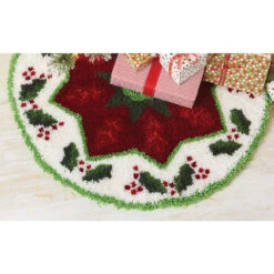 Herrschners Poinsettia Tree Skirt Latch Hook Kit