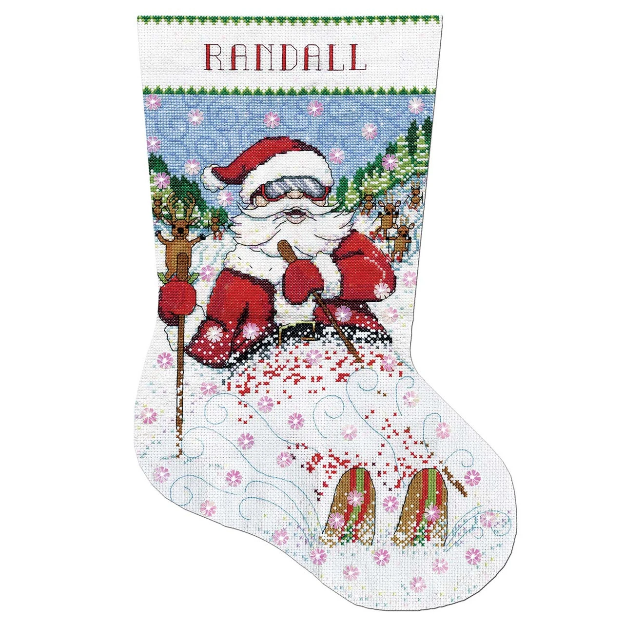 Design Works Skiing Santa Stocking Counted Cross-Stitch Kit 1 Design Works Skiing Santa Stocking Counted Cross-Stitch Kit
