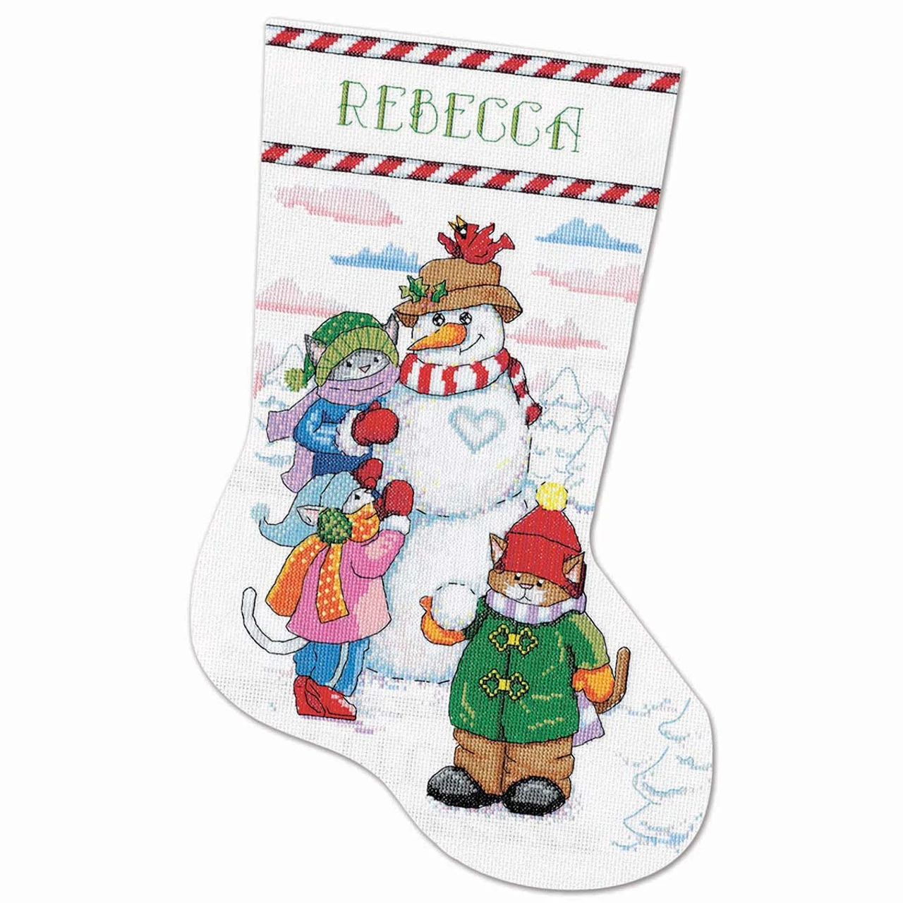 Design Works Snowman With Cats Stocking Counted Cross-Stitch Kit 1 Design Works Snowman With Cats Stocking Counted Cross-Stitch Kit
