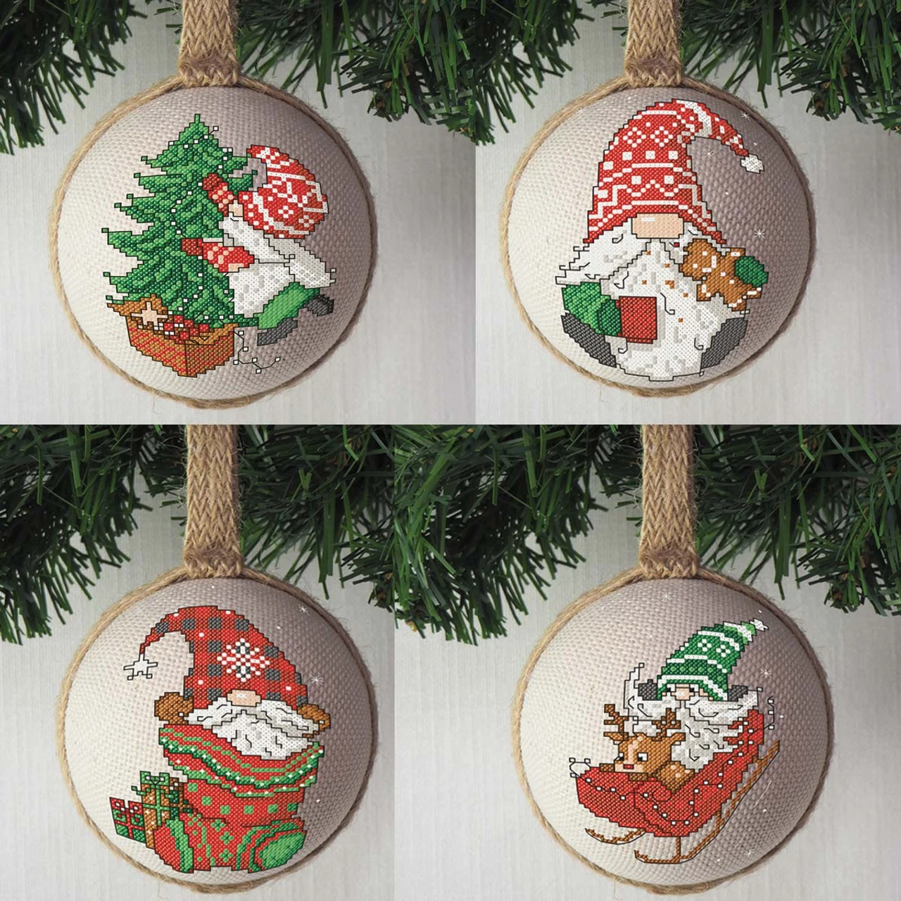 Craftways Gnomes Christmas Ornament Covers Counted Cross-Stitch Kit 1 Craftways Gnomes Christmas Ornament Covers Counted Cross-Stitch Kit