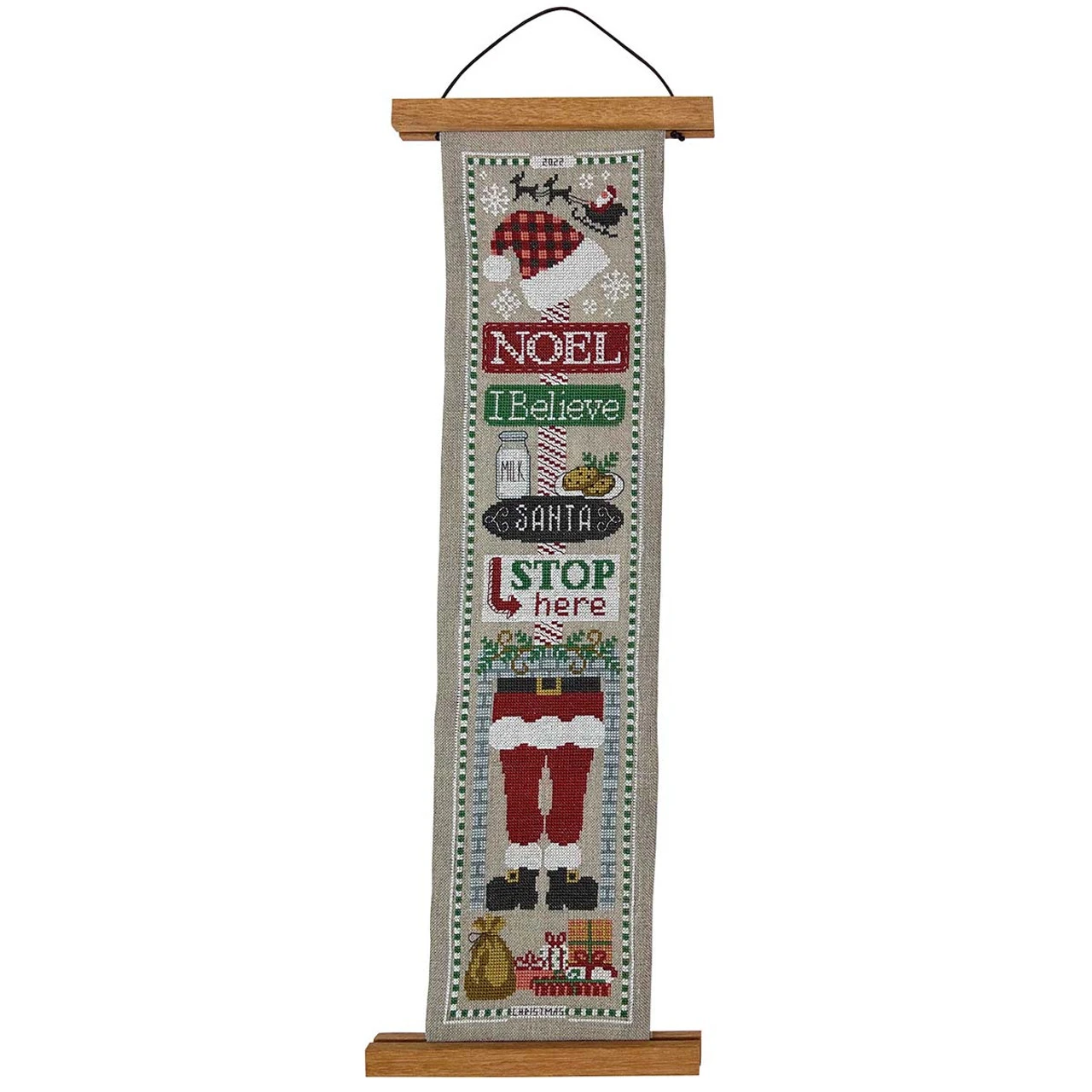 Tiny Modernist Jolly Christmas Bell Pull Counted Cross-Stitch Chart 1 Tiny Modernist Jolly Christmas Bell Pull Counted Cross-Stitch Chart