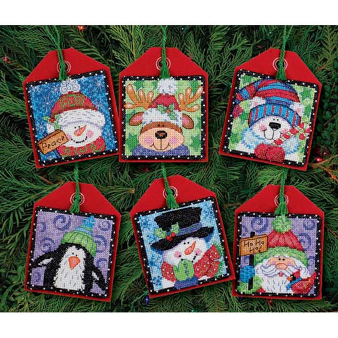 Dimensions Christmas Pals Ornaments, Set Of 6 Counted Cross-Stitch Kit 1 Dimensions Christmas Pals Ornaments, Set Of 6 Counted Cross-Stitch Kit