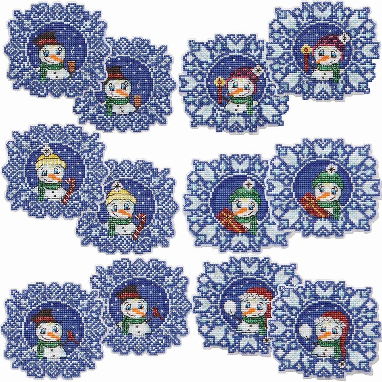 Herrschners Snowflake Snowmen Ornaments Counted Cross-Stitch Kit 1 Herrschners Snowflake Snowmen Ornaments Counted Cross-Stitch Kit