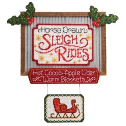 Herrschners Sleigh Rides Tin Frame Plastic Canvas Kit