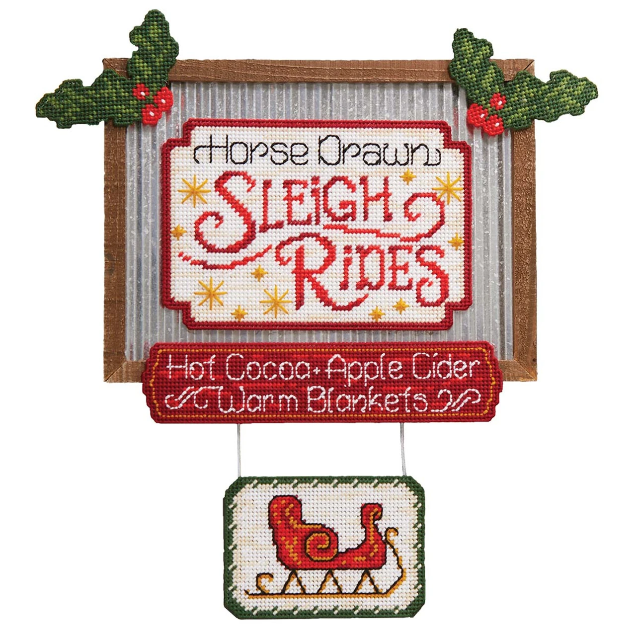 Herrschners Sleigh Rides Tin Frame Plastic Canvas Kit 1 Herrschners Sleigh Rides Tin Frame Plastic Canvas Kit