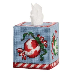 Herrschners Peppermint Swirls Tissue Box Plastic Canvas Kit