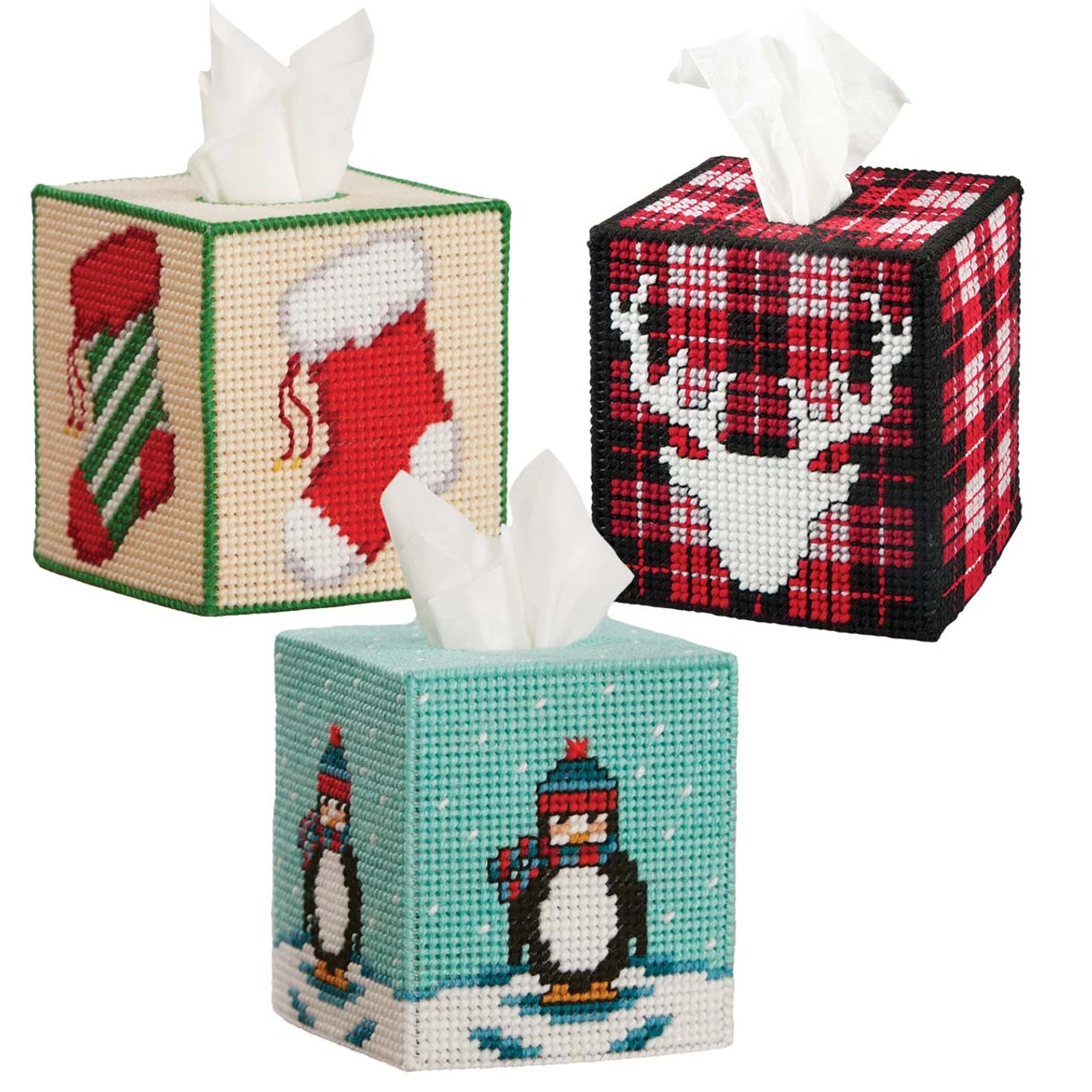Herrschners Holiday Tissue Box Set Plastic Canvas 1 Herrschners Holiday Tissue Box Set Plastic Canvas