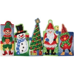 Herrschners Holly Jolly Mantel Sitters Plastic Canvas Kit